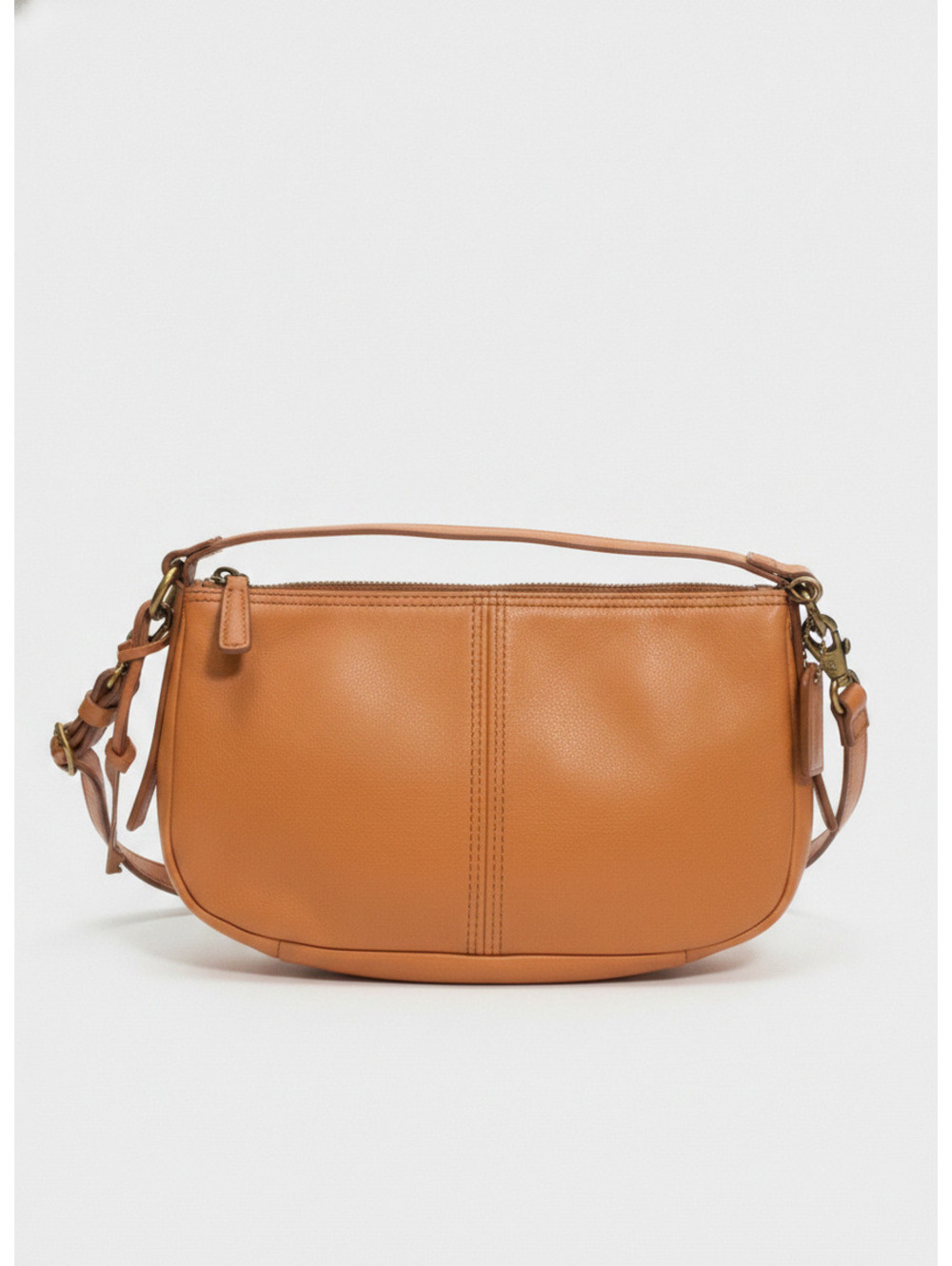 Fossil Tan Leather Shoulder Bag with Adjustable Strap